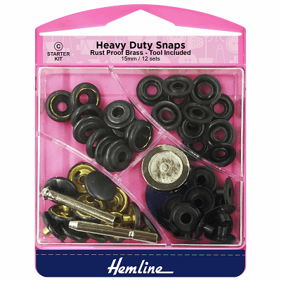 H405S.O Heavy Duty Snaps: Oxy Black: 15mm..